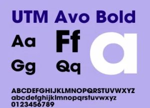 UTM Avo là một font chữ hiện đại, dễ đọc, thích hợp cho nhiều ứng dụng thiết kế đồ họa và in ấn.