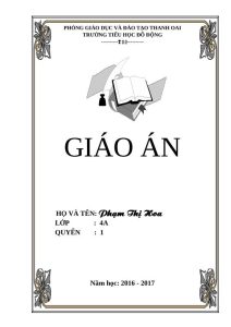 Mẫu bìa giáo án tiểu học cần đơn giản, dễ hiểu và thu hút sự chú ý của học sinh.